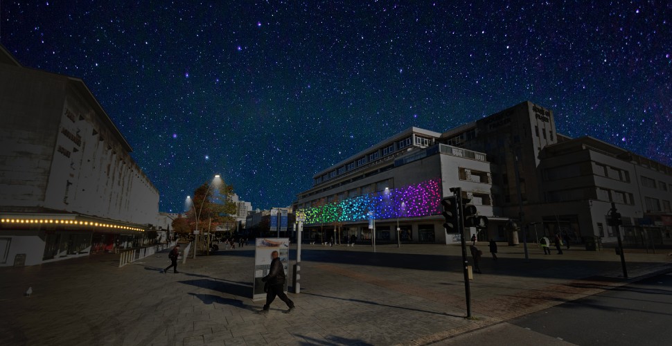 New light curtain on House of Fraser building 